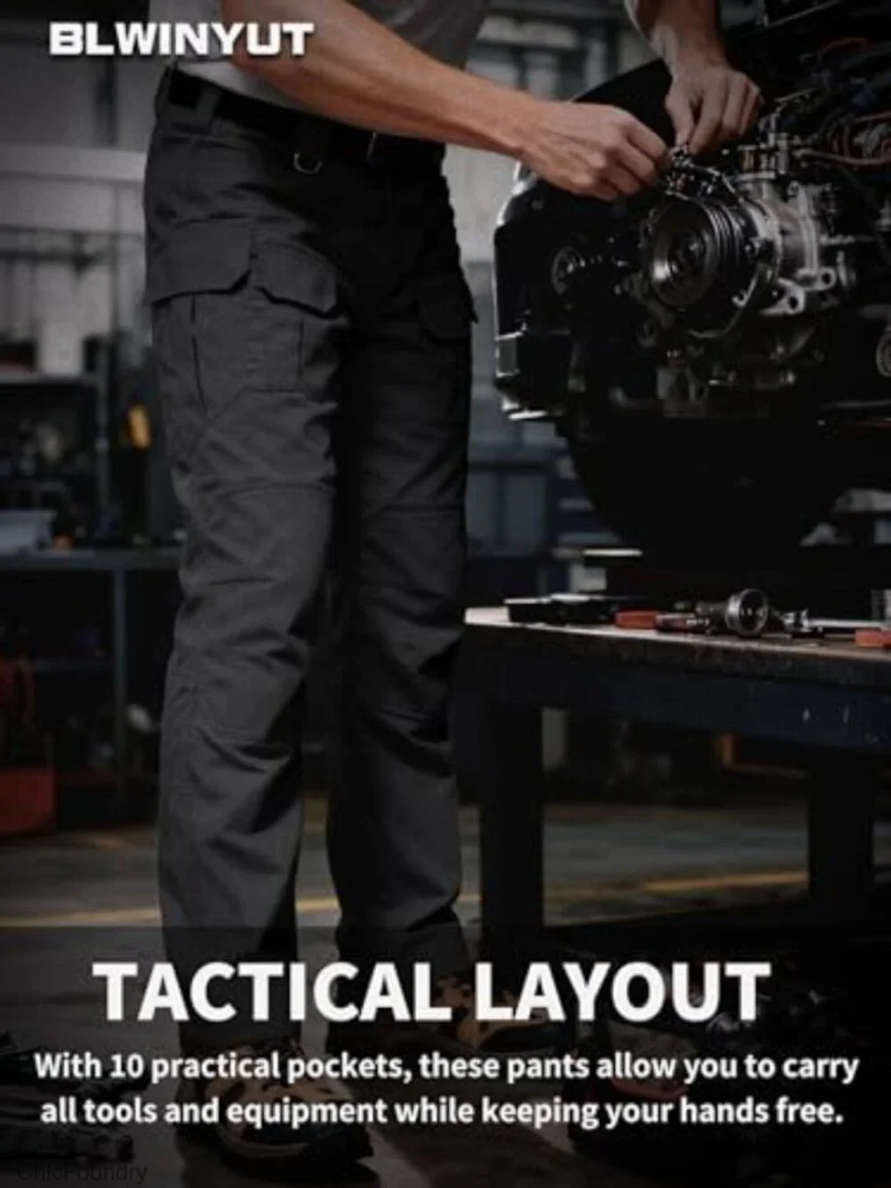 Men's Tactical Cargo Pants Water Resistant Stretch Ripstop Lightweight EDC Work